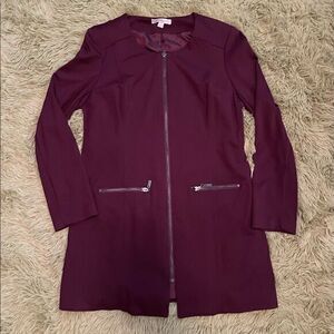 NWOT Cato‎ Burgundy-Purple Zip Up Blazer